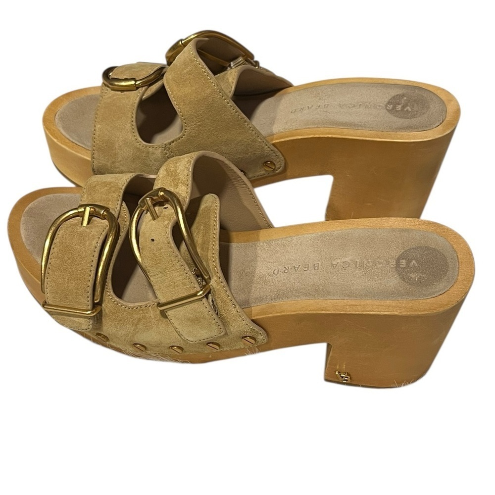 Veronica Beard Shoes Heels Sandals Slides Women Size 9M Leather Buckle Straps